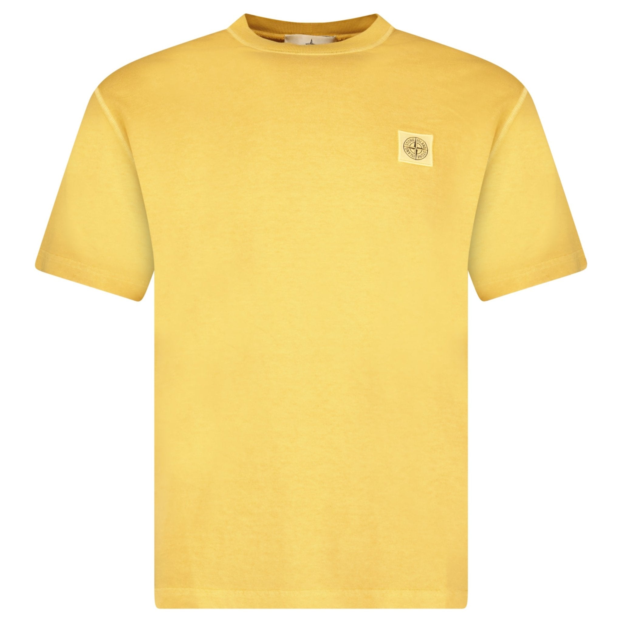 Stone Island Organic Cotton Jersey 'FISSATO' Effect T-Shirt in Mustard