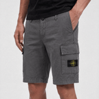 Stone Island Organic Cotton Stretch Broken Twill 'Old' Effect Cargo Shorts in Charcoal Grey