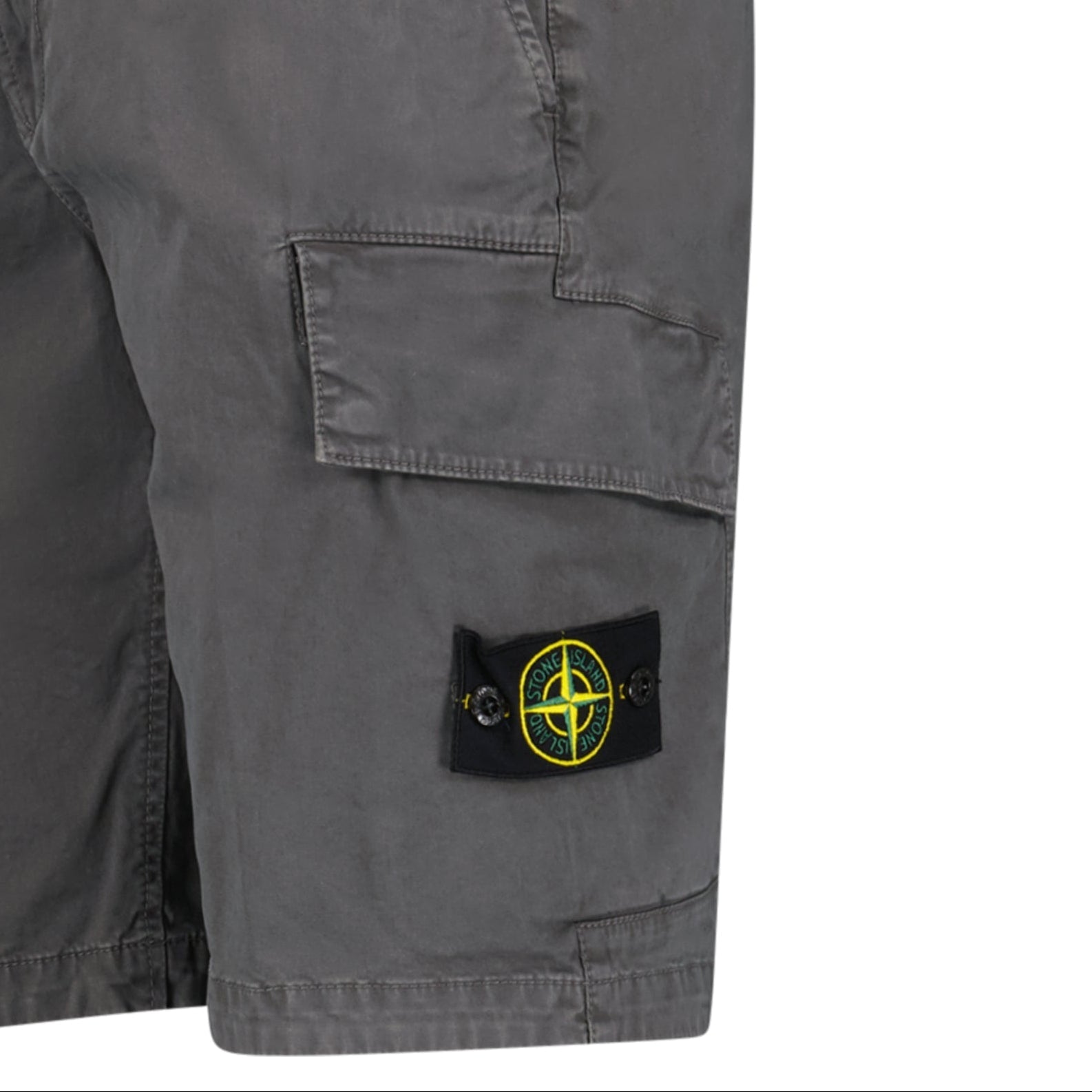 Stone Island Organic Cotton Stretch Broken Twill 'Old' Effect Cargo Shorts in Charcoal Grey