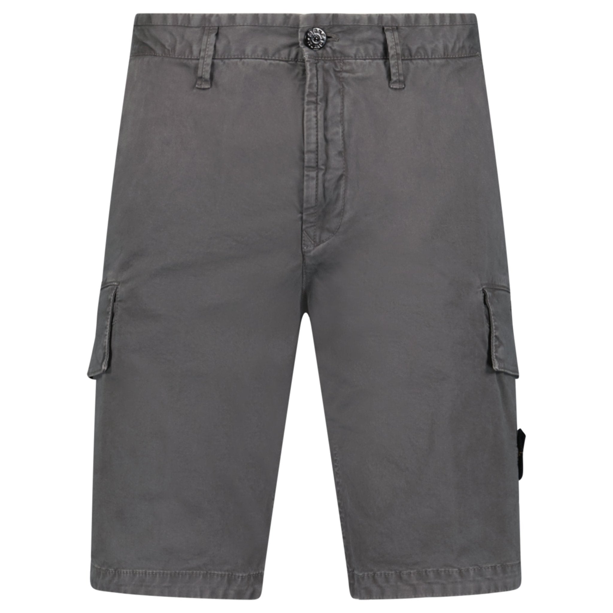 Stone Island Organic Cotton Stretch Broken Twill 'Old' Effect Cargo Shorts in Charcoal Grey