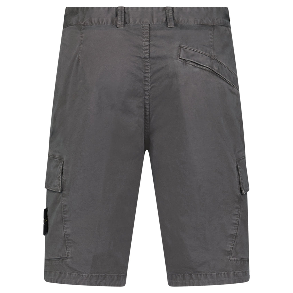 Stone Island Organic Cotton Stretch Broken Twill 'Old' Effect Cargo Shorts in Charcoal Grey