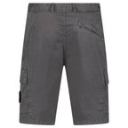 Stone Island Organic Cotton Stretch Broken Twill 'Old' Effect Cargo Shorts in Charcoal Grey