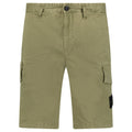 Stone Island Organic Cotton Stretch Broken Twill 'Old' Effect Cargo Shorts in Military Green