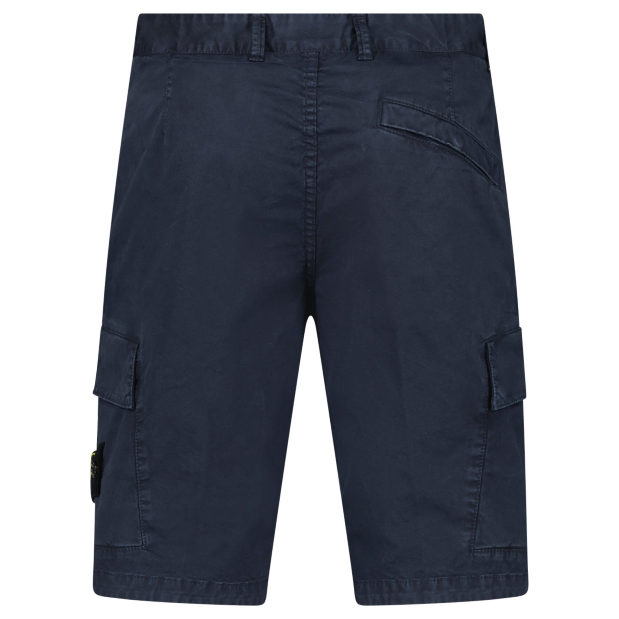 Stone Island Organic Cotton Stretch Broken Twill 'Old' Effect Cargo Shorts in Navy