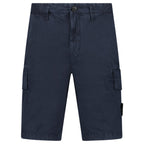 Stone Island Organic Cotton Stretch Broken Twill 'Old' Effect Cargo Shorts in Navy