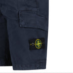Stone Island Organic Cotton Stretch Broken Twill 'Old' Effect Cargo Shorts in Navy