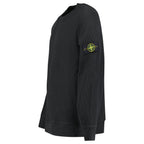 Stone Island Organic Cotton Waffle Fleece Crewneck Sweatshirt in Black