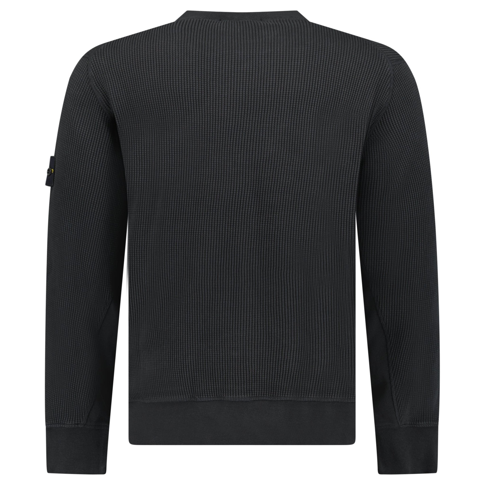 Stone Island Organic Cotton Waffle Fleece Crewneck Sweatshirt in Black