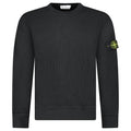 Stone Island Organic Cotton Waffle Fleece Crewneck Sweatshirt in Black