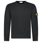 Stone Island Organic Cotton Waffle Fleece Crewneck Sweatshirt in Black