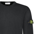 Stone Island Organic Cotton Waffle Fleece Crewneck Sweatshirt in Black