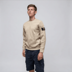 Stone Island Organic Cotton Waffle Fleece Crewneck Sweatshirt in Desert Beige