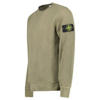 Stone Island Organic Cotton Waffle Fleece Crewneck Sweatshirt in Military Green