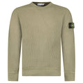 Stone Island Organic Cotton Waffle Fleece Crewneck Sweatshirt in Military Green
