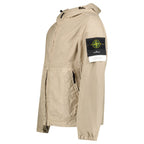 Stone Island Organic-Look Nylon Panama-TC Hooded Jacket in Desert Beige