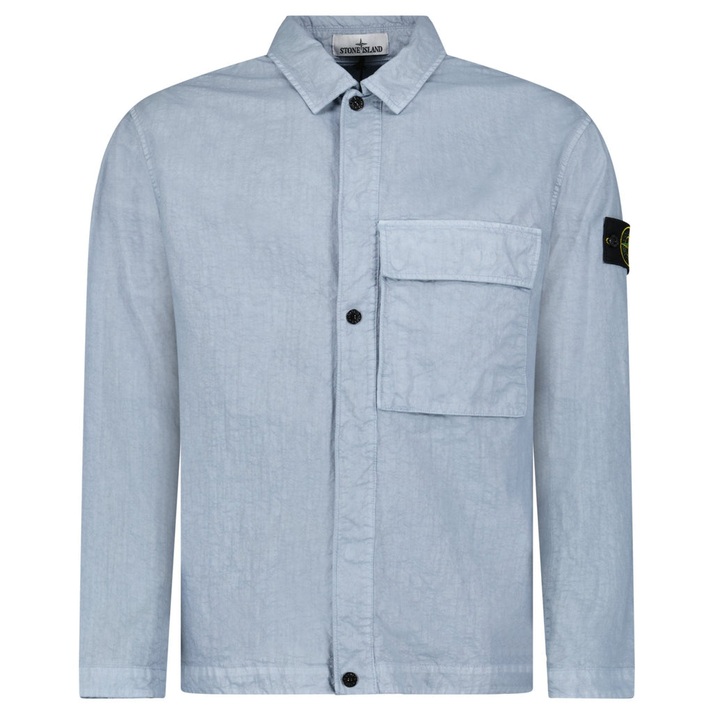 Stone Island Organic-Look Nylon Panama-TC Overshirt in Avio Blue