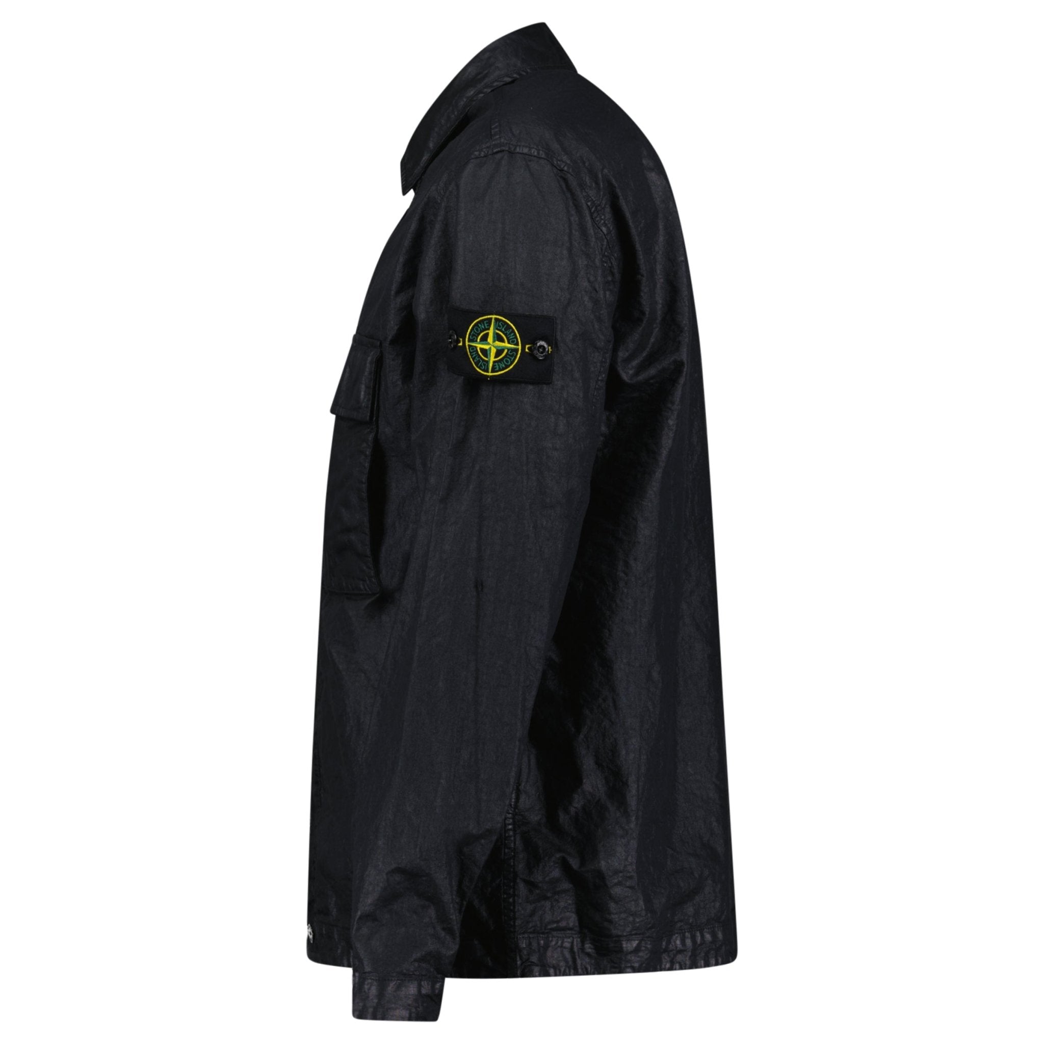 Stone Island Organic-Look Nylon Panama-TC Overshirt in Black