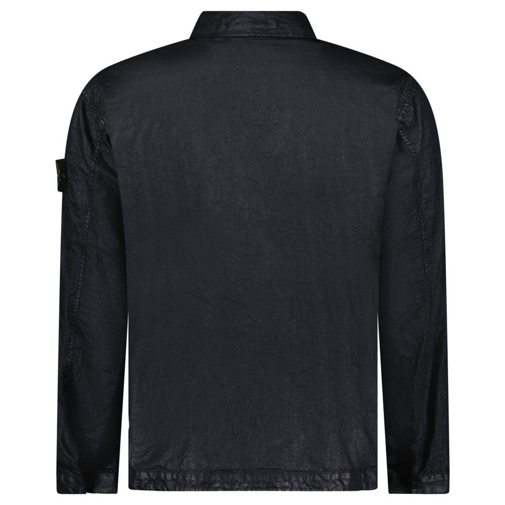 Stone Island Organic-Look Nylon Panama-TC Overshirt in Black