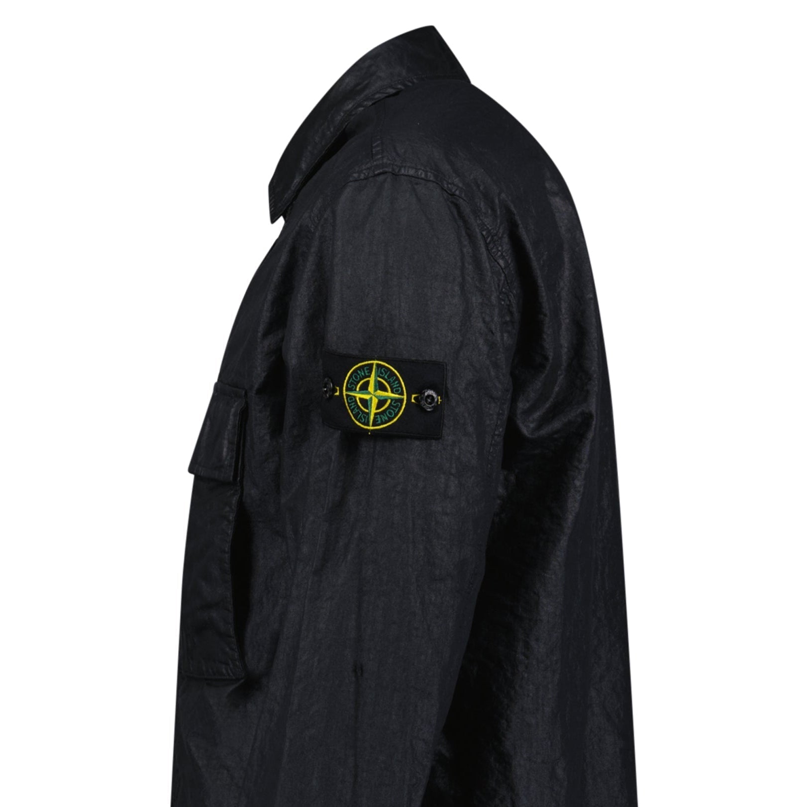 Stone Island Organic-Look Nylon Panama-TC Overshirt in Black