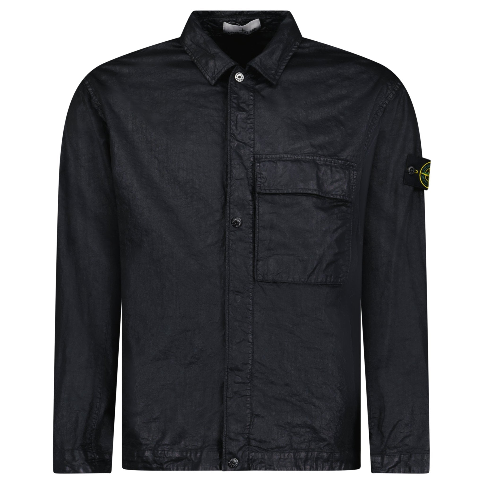 Stone Island Organic-Look Nylon Panama-TC Overshirt in Black