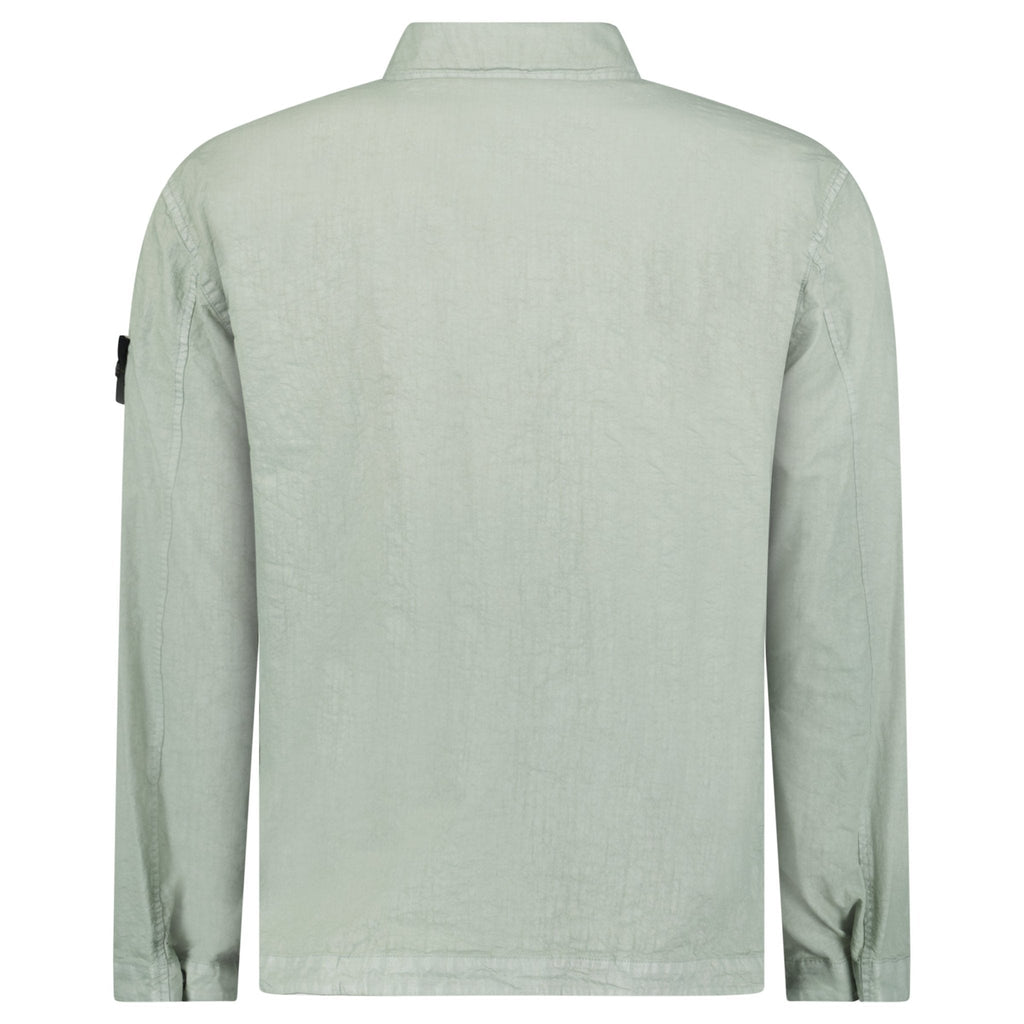 Stone Island Organic-Look Nylon Panama-TC Overshirt in Sage Green