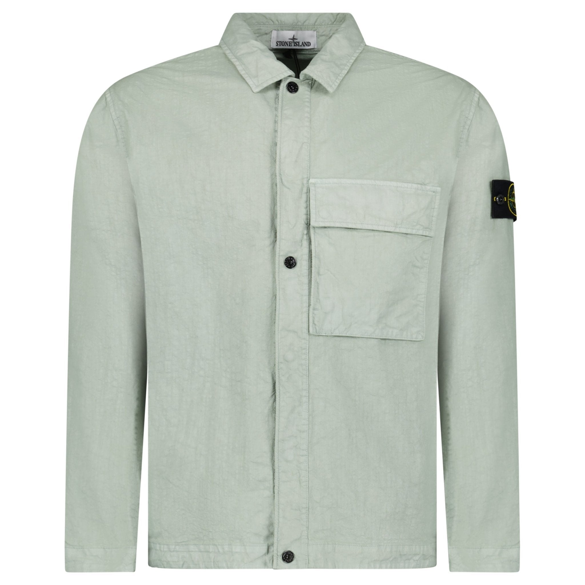 Stone Island Organic-Look Nylon Panama-TC Overshirt in Sage Green