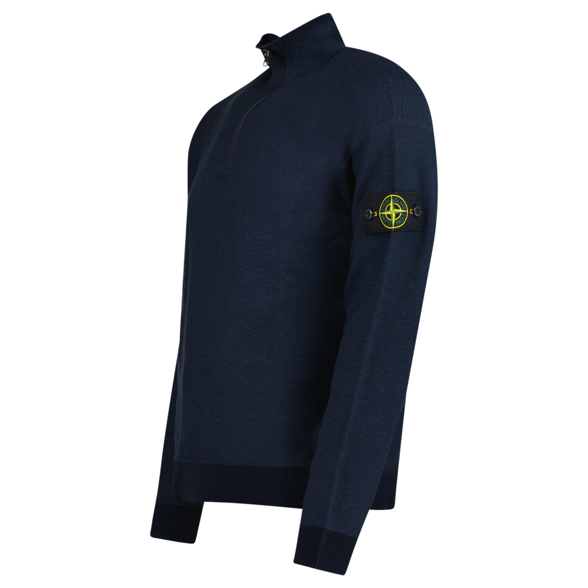 Stone Island Quarter Zip Knit Jumper in Navy