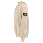 Stone Island Ribbed Soft Organic Cotton Half-Zip Jumper in Desert Sand