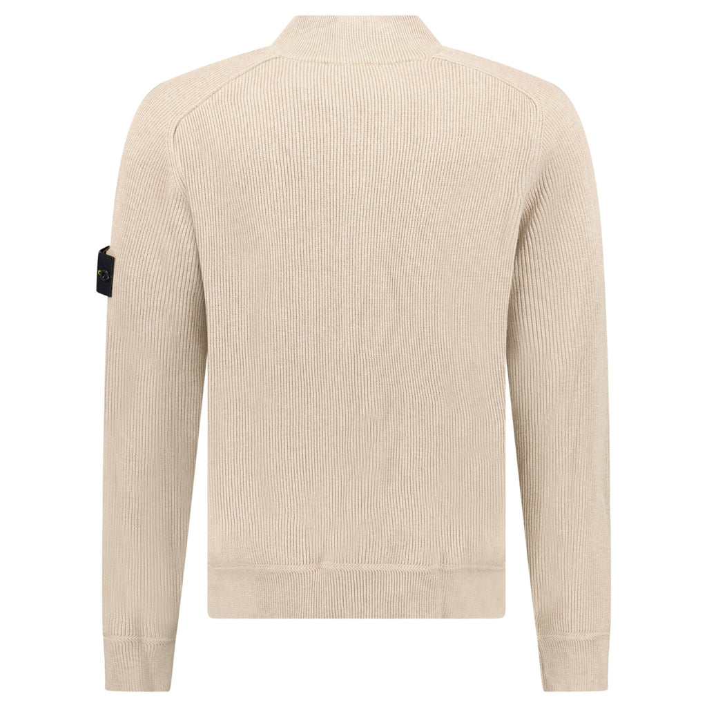 Stone Island Ribbed Soft Organic Cotton Half-Zip Jumper in Desert Sand
