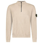 Stone Island Ribbed Soft Organic Cotton Half-Zip Jumper in Desert Sand