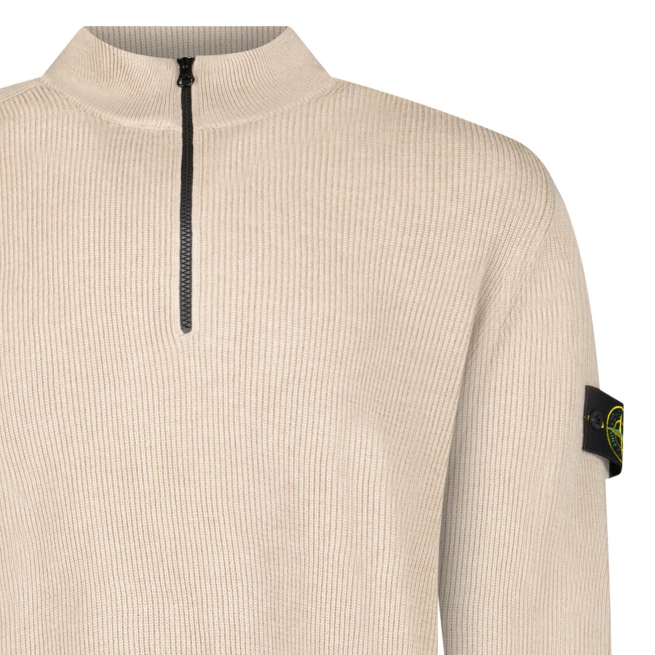 Stone Island Ribbed Soft Organic Cotton Half-Zip Jumper in Desert Sand