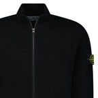 Stone Island Ribbed Soft Organic Cotton Zip-Up Jumper in Black