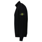 Stone Island Ribbed Soft Organic Cotton Zip-Up Jumper in Black