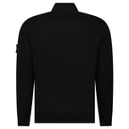 Stone Island Ribbed Soft Organic Cotton Zip-Up Jumper in Black