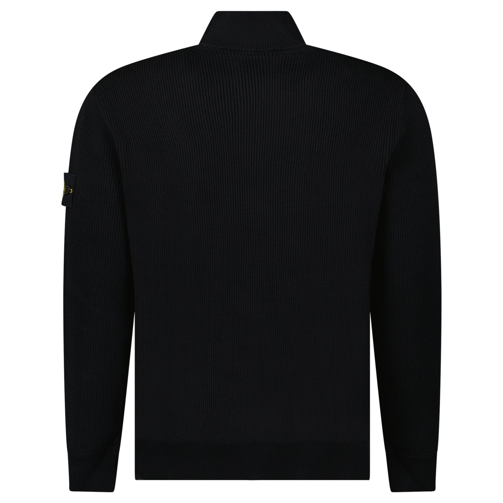Stone Island Ribbed Soft Organic Cotton Zip-Up Jumper in Black