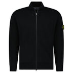 Stone Island Ribbed Soft Organic Cotton Zip-Up Jumper in Black