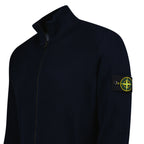 Stone Island Ribbed Soft Organic Cotton Zip-Up Jumper in Navy