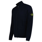 Stone Island Ribbed Soft Organic Cotton Zip-Up Jumper in Navy
