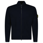 Stone Island Ribbed Soft Organic Cotton Zip-Up Jumper in Navy