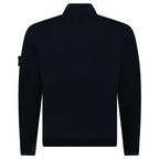 Stone Island Ribbed Soft Organic Cotton Zip-Up Jumper in Navy