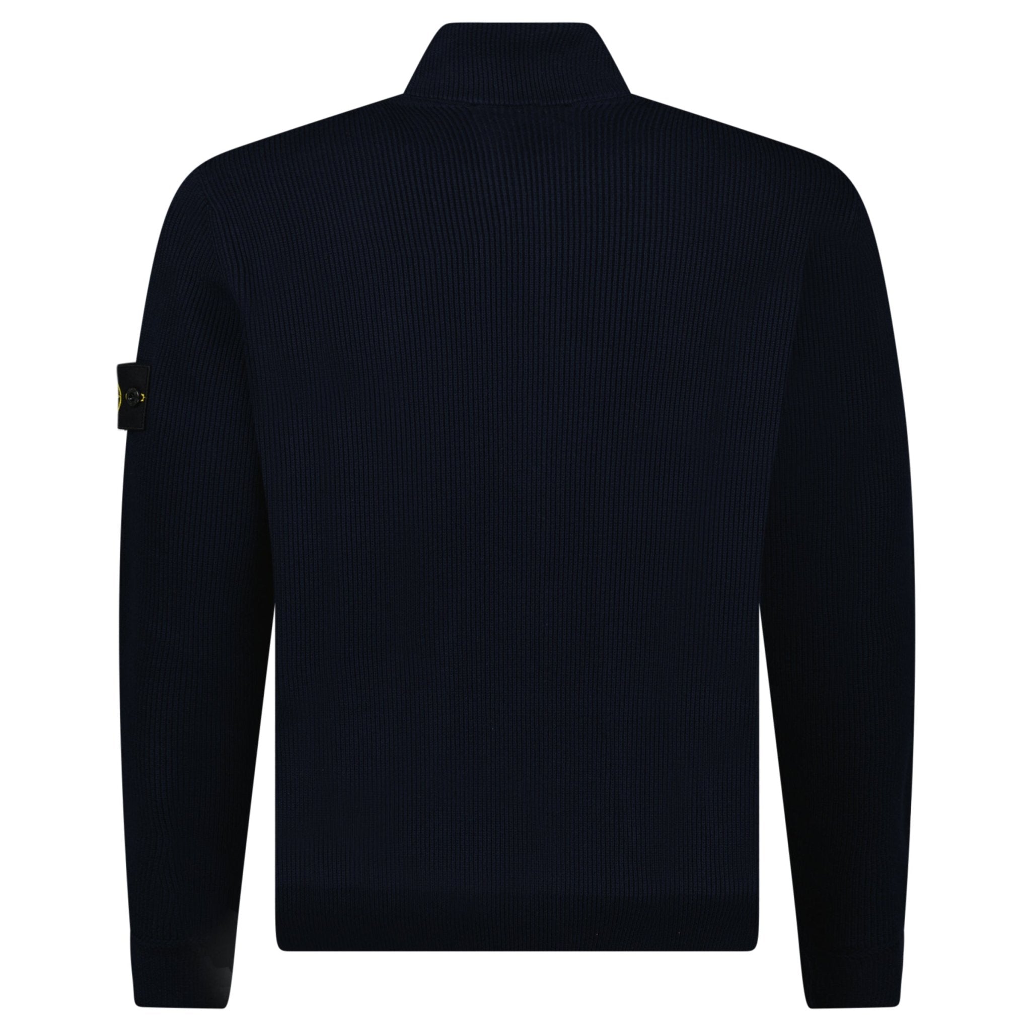 Stone Island Ribbed Soft Organic Cotton Zip-Up Jumper in Navy