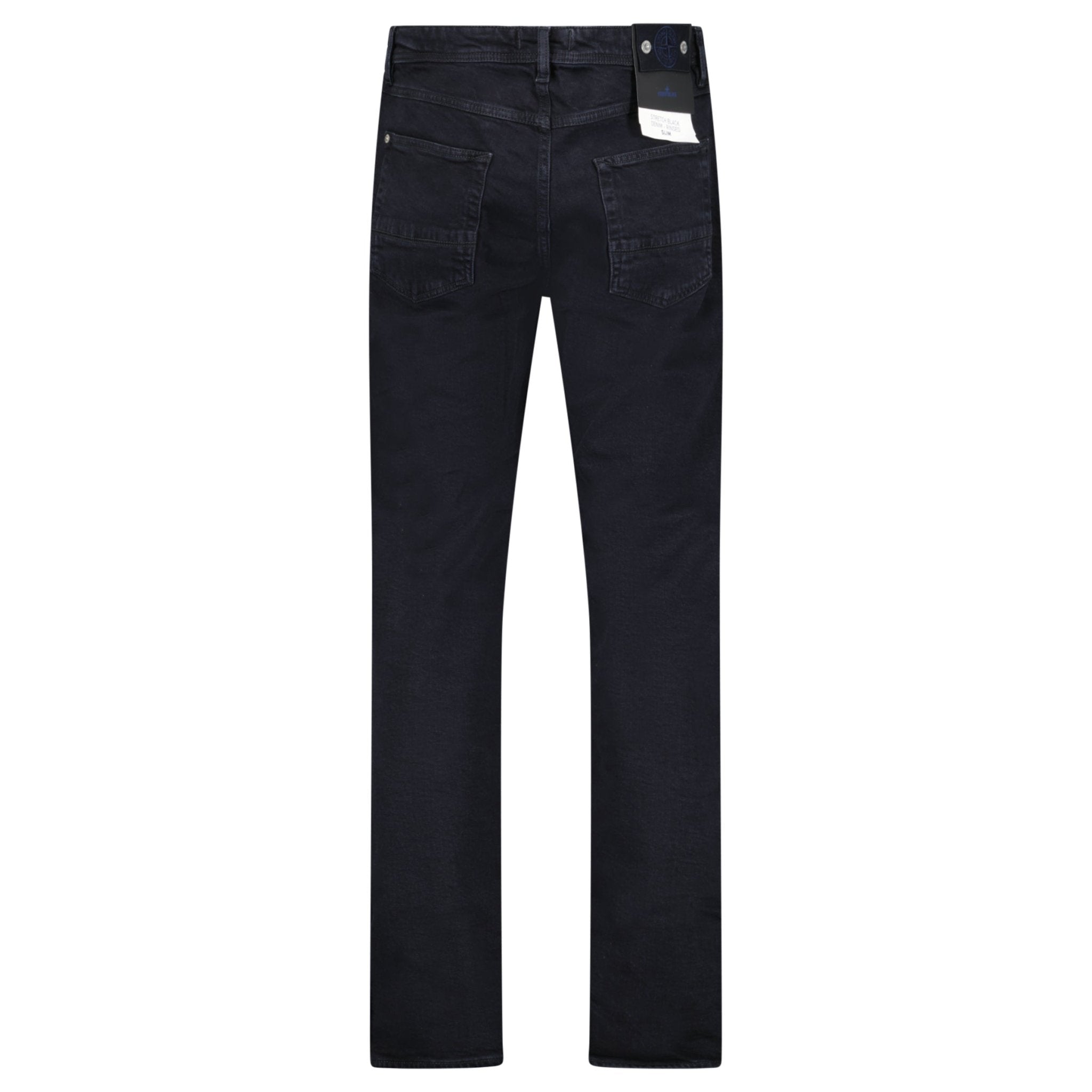 Stone Island Rinsed Buttoned Denim Slim Jeans in Black