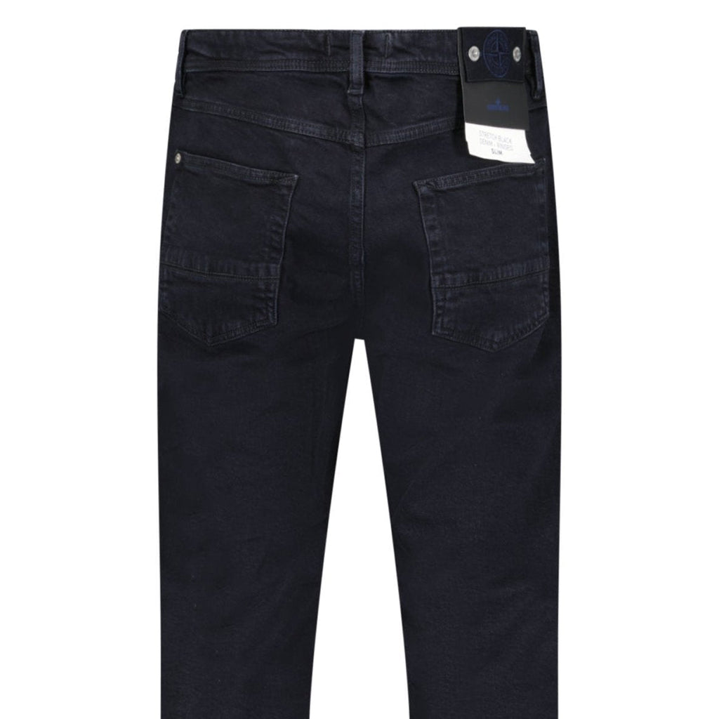Stone Island Rinsed Buttoned Denim Slim Jeans in Black