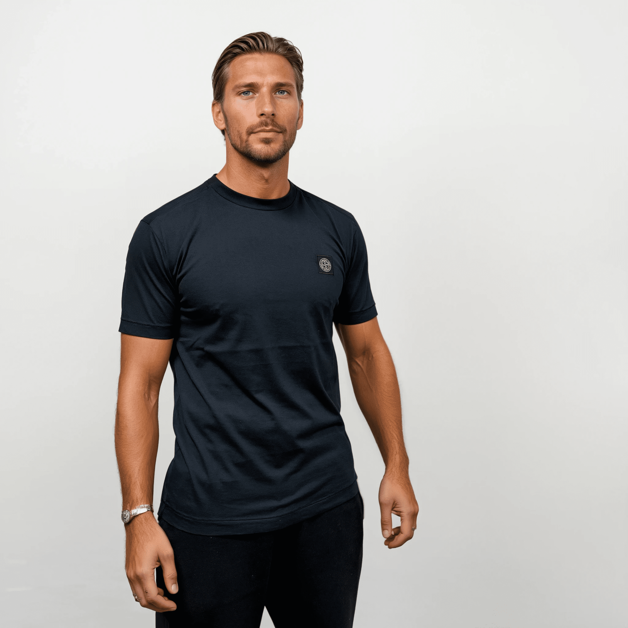 Stone Island Slim-Fit Short-Sleeve T-Shirt With Compass Patch Navy