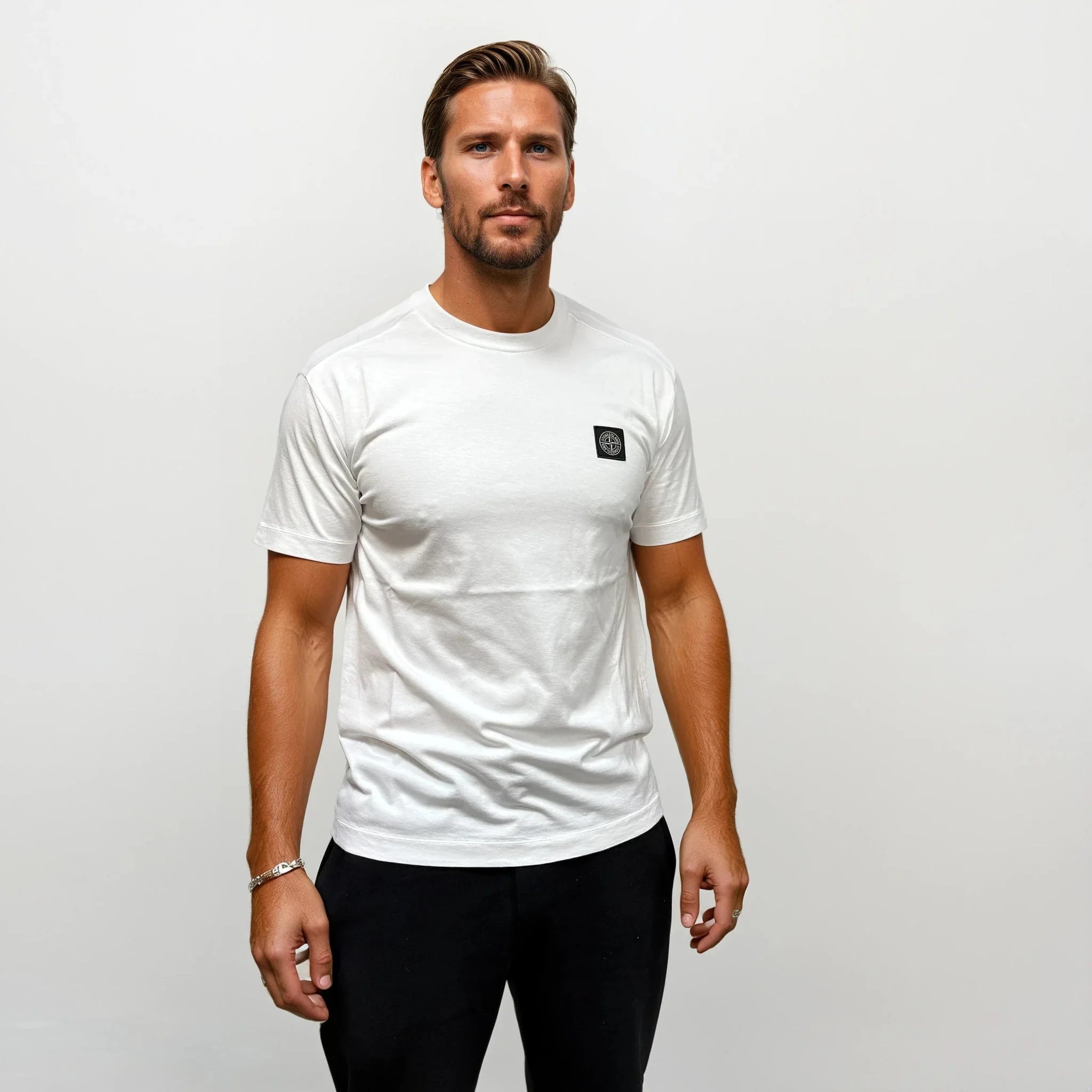 Stone Island Slim-Fit Short-Sleeve T-Shirt With Compass Patch White