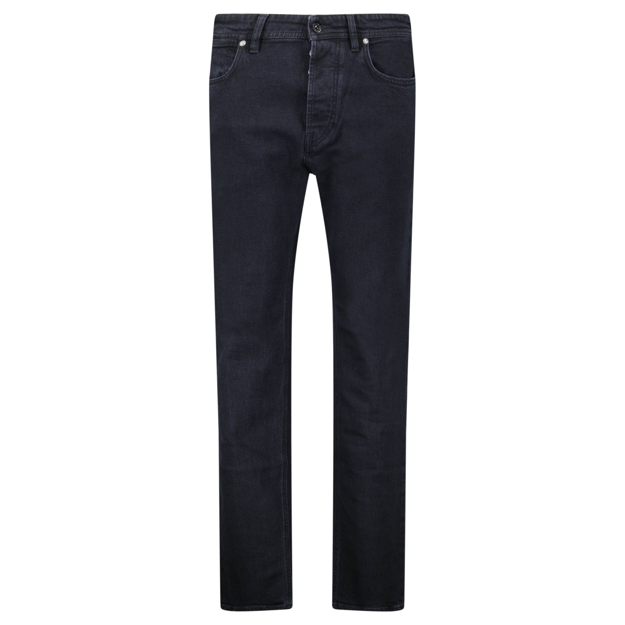 Stone Island Blue Rinsed Buttoned Indigo Denim Jeans Black