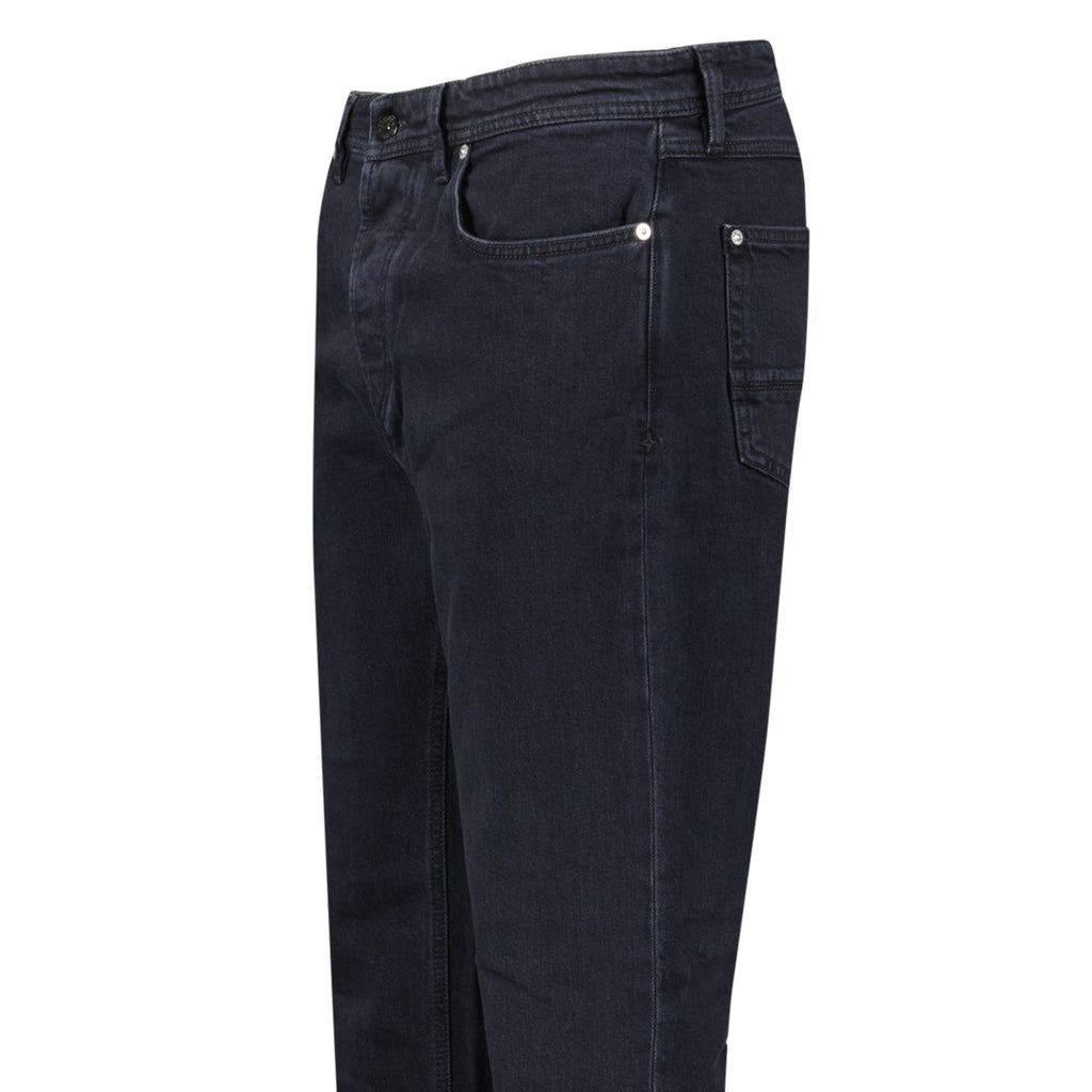 Stone Island Blue Rinsed Buttoned Indigo Denim Jeans Black