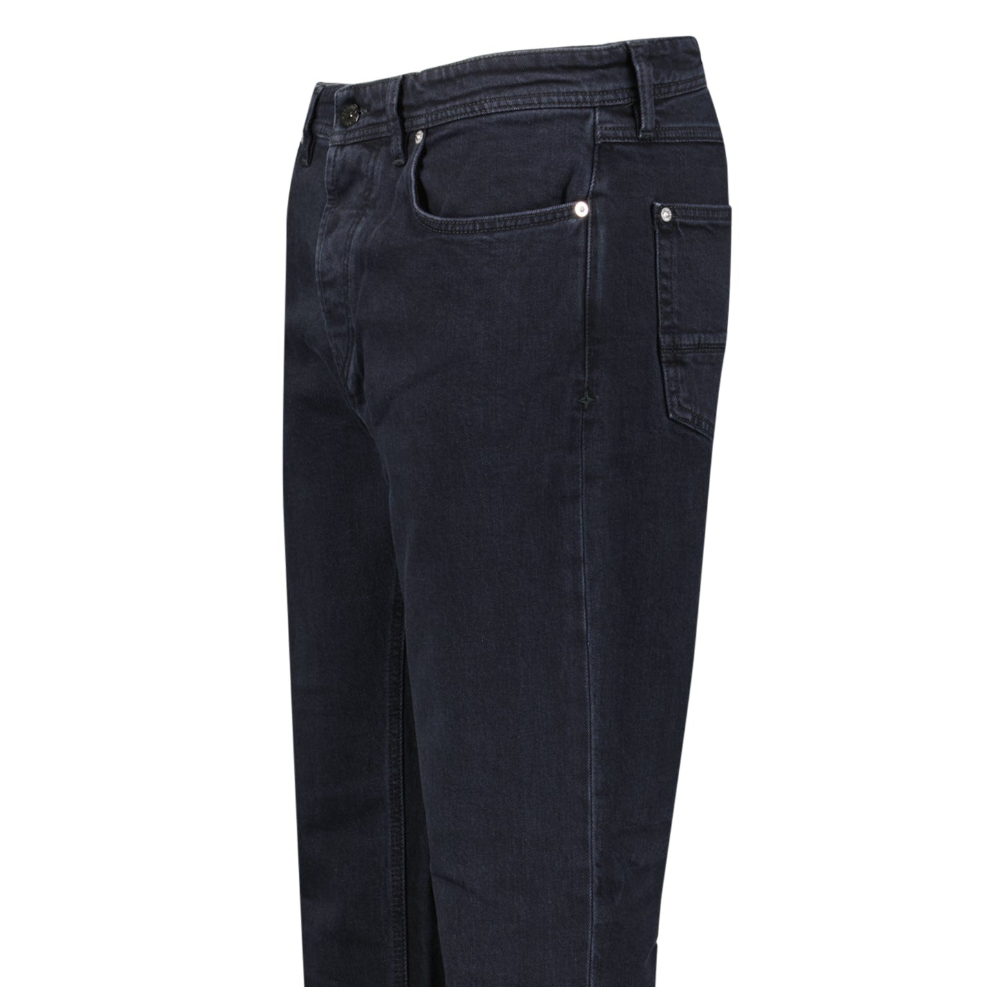 Stone Island Blue Rinsed Buttoned Indigo Denim Jeans Black