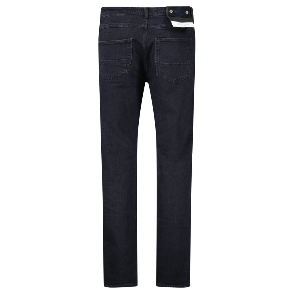 Stone Island Blue Rinsed Buttoned Indigo Denim Jeans Black