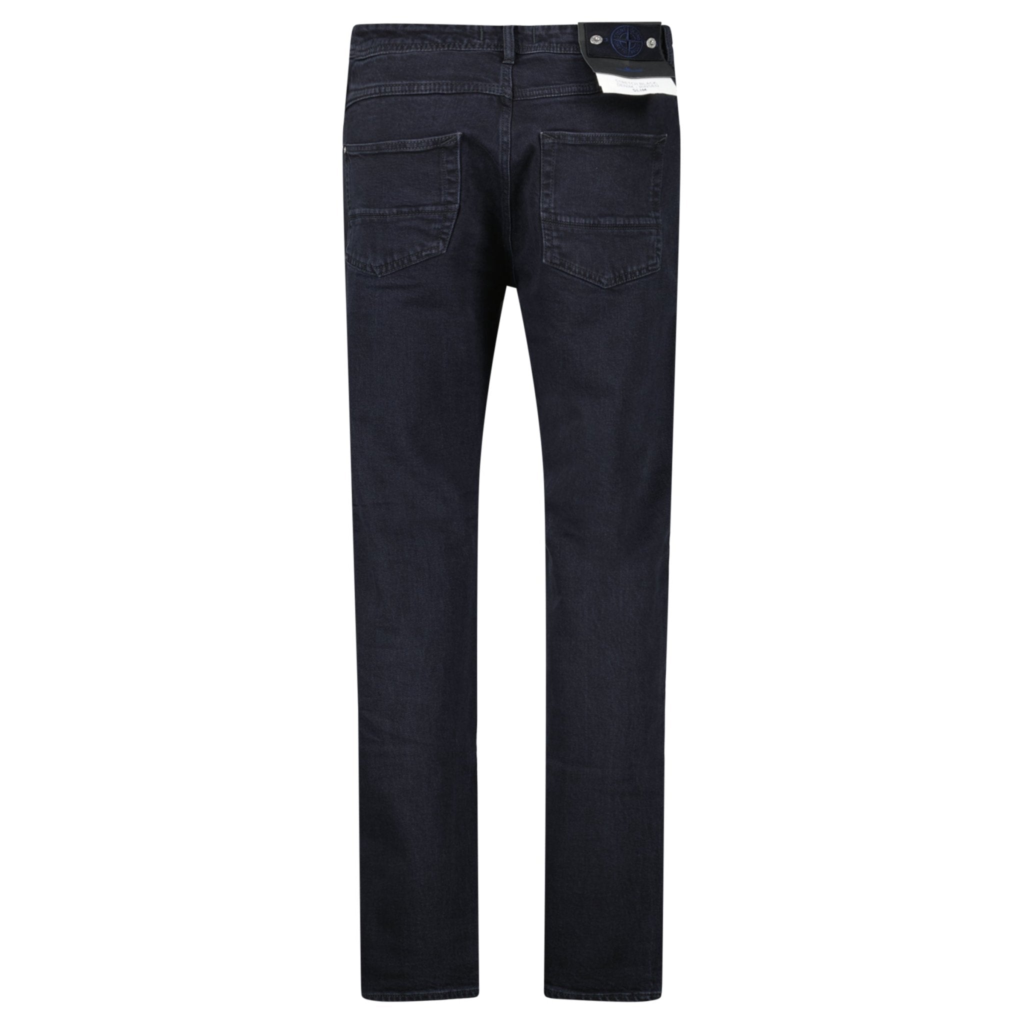 Stone Island Blue Rinsed Buttoned Indigo Denim Jeans Black